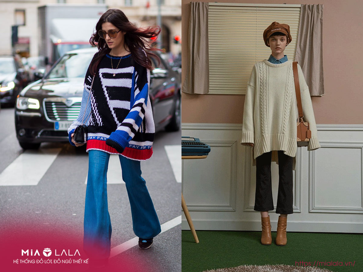Áo len - quần ống loe - outfit lý tưởng cho một mùa đông ấm áp