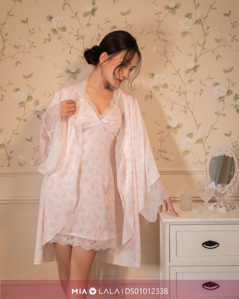 Set áo choàng ngủ lụa DS01012338