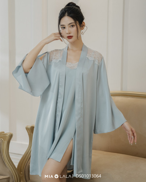 Set váy ngủ kèm áo choàng họa tiết trai tim nhỏ M119 VINGO - Vingo Việt Nam